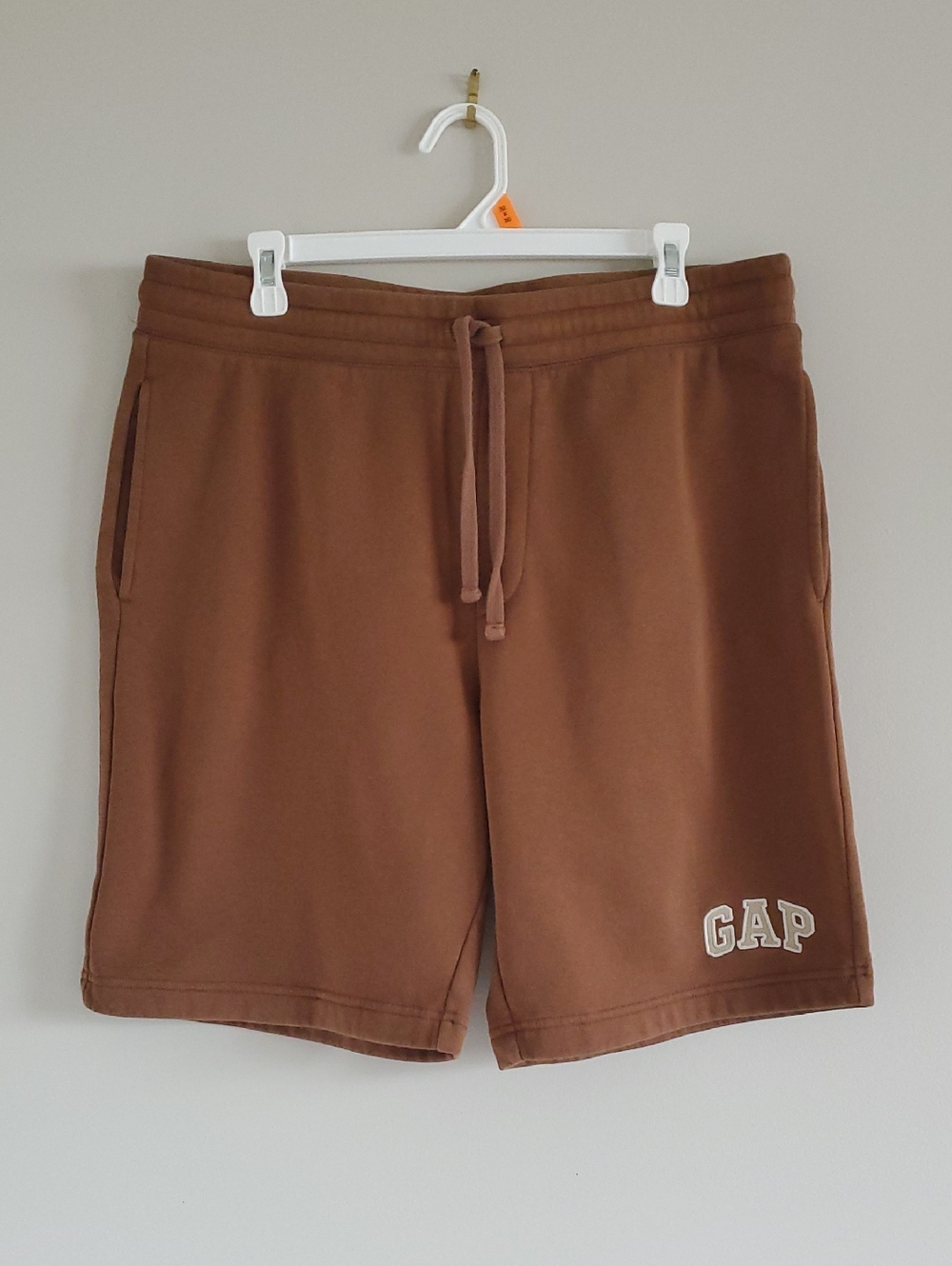 GAP Rust Brown Drawstring Fleece Cotton Shorts Sz L Casual Loungewear